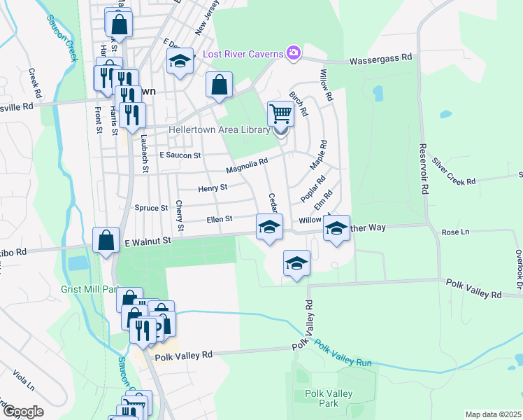 map of restaurants, bars, coffee shops, grocery stores, and more near 201 Tobias Drive in Hellertown