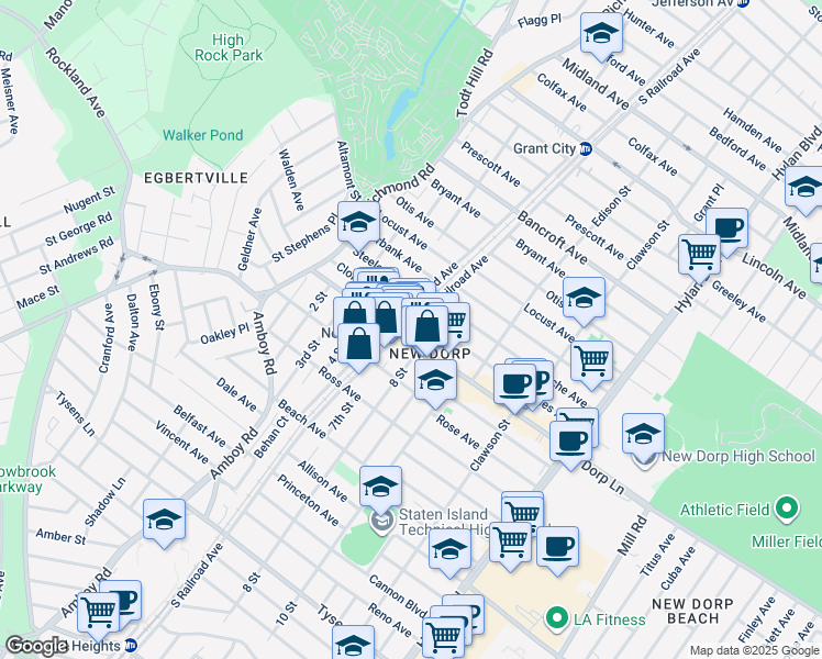 map of restaurants, bars, coffee shops, grocery stores, and more near in Staten Island