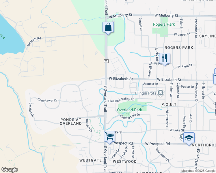map of restaurants, bars, coffee shops, grocery stores, and more near 1203 Pleasant Valley Court in Fort Collins