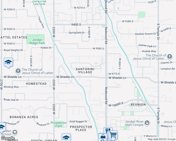 map of restaurants, bars, coffee shops, grocery stores, and more near 1877 Kamari Drive in South Jordan
