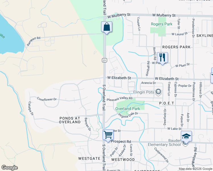 map of restaurants, bars, coffee shops, grocery stores, and more near 1203 Pleasant Valley Court in Fort Collins