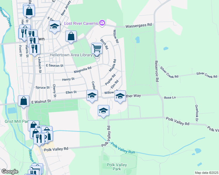 map of restaurants, bars, coffee shops, grocery stores, and more near 839 Elm Road in Hellertown