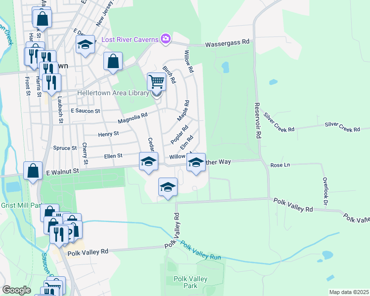 map of restaurants, bars, coffee shops, grocery stores, and more near 850 Elm Road in Hellertown