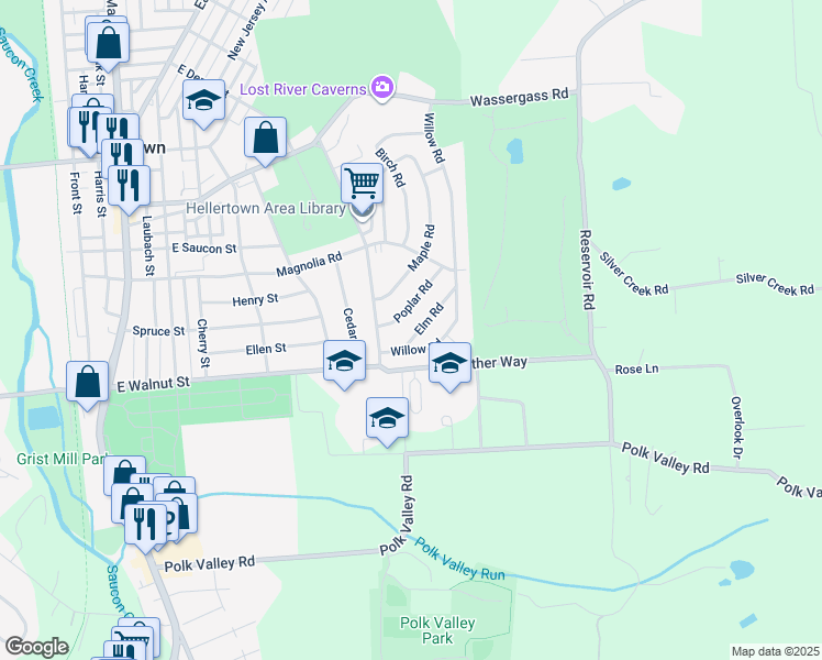 map of restaurants, bars, coffee shops, grocery stores, and more near 839 Elm Road in Hellertown