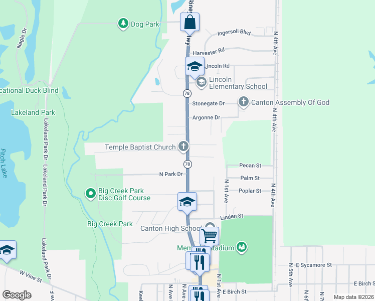 map of restaurants, bars, coffee shops, grocery stores, and more near 2 Van Dyke Drive in Canton
