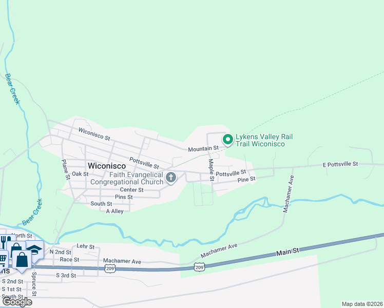 map of restaurants, bars, coffee shops, grocery stores, and more near 60000 Pottsville Street in Wiconisco