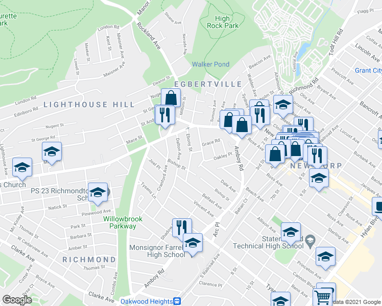 map of restaurants, bars, coffee shops, grocery stores, and more near 37 Ilion Place in Staten Island
