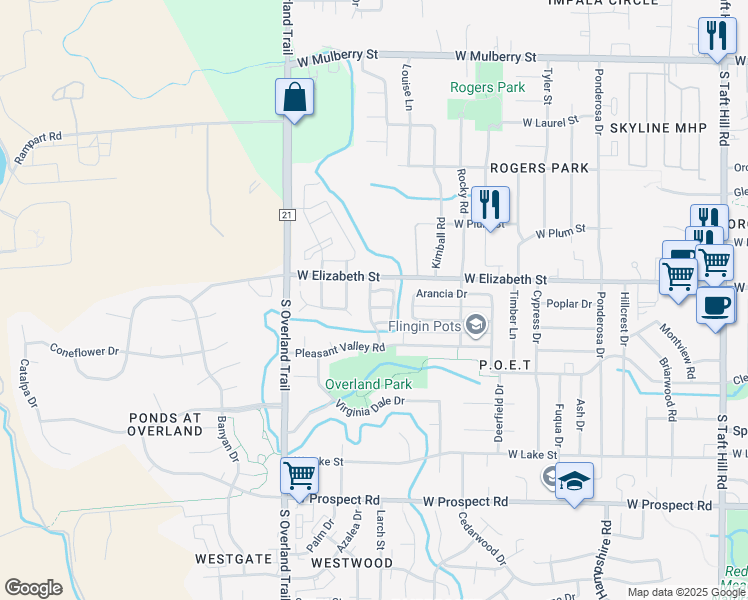 map of restaurants, bars, coffee shops, grocery stores, and more near 1103 Andrews Peak Drive in Fort Collins