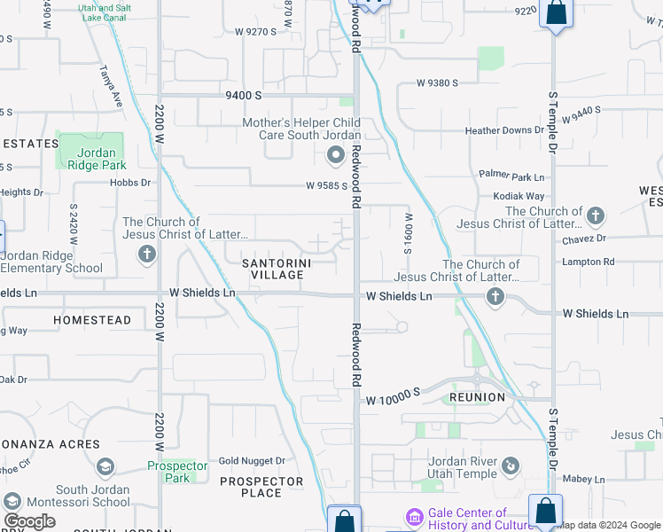 map of restaurants, bars, coffee shops, grocery stores, and more near 9794 South Redwood Road in South Jordan