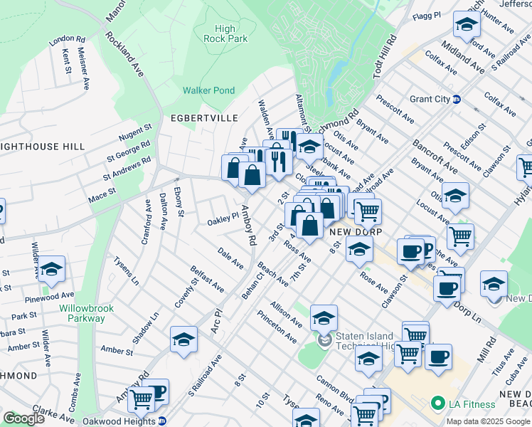 map of restaurants, bars, coffee shops, grocery stores, and more near 99 2 Street in Staten Island