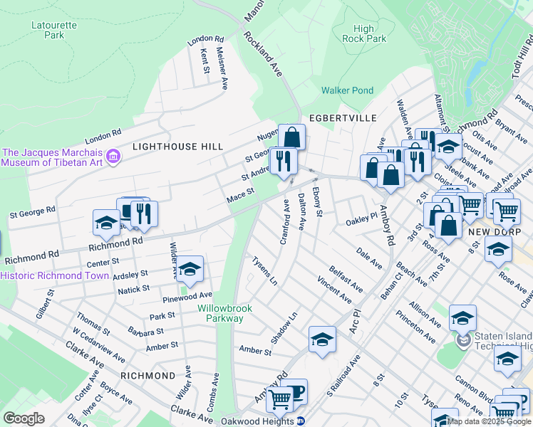 map of restaurants, bars, coffee shops, grocery stores, and more near 23 Joel Place in Staten Island