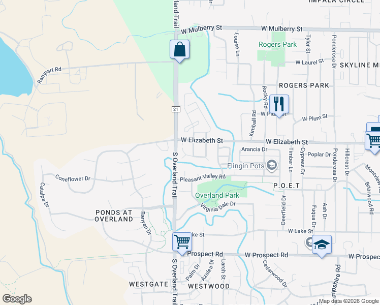 map of restaurants, bars, coffee shops, grocery stores, and more near 1061 Tierra Lane in Fort Collins