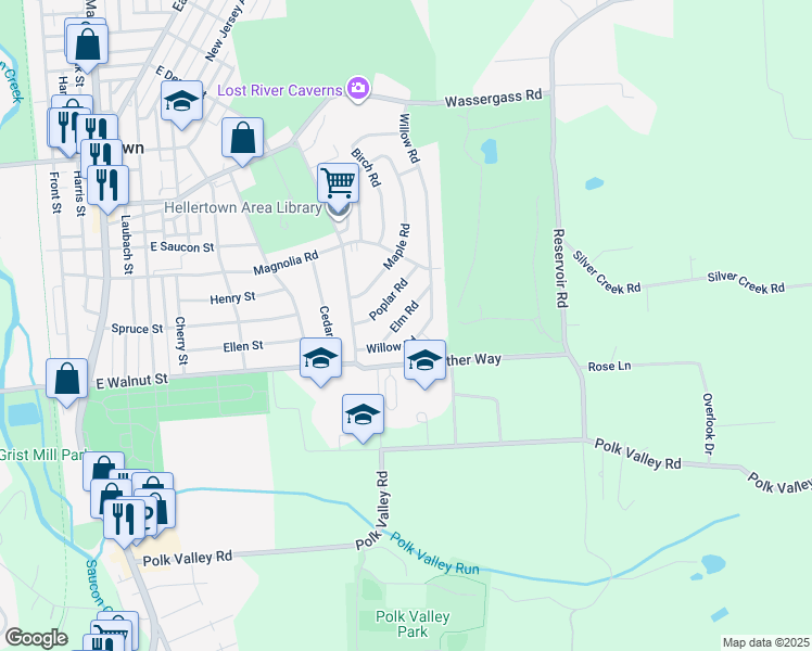 map of restaurants, bars, coffee shops, grocery stores, and more near 856 Elm Road in Hellertown