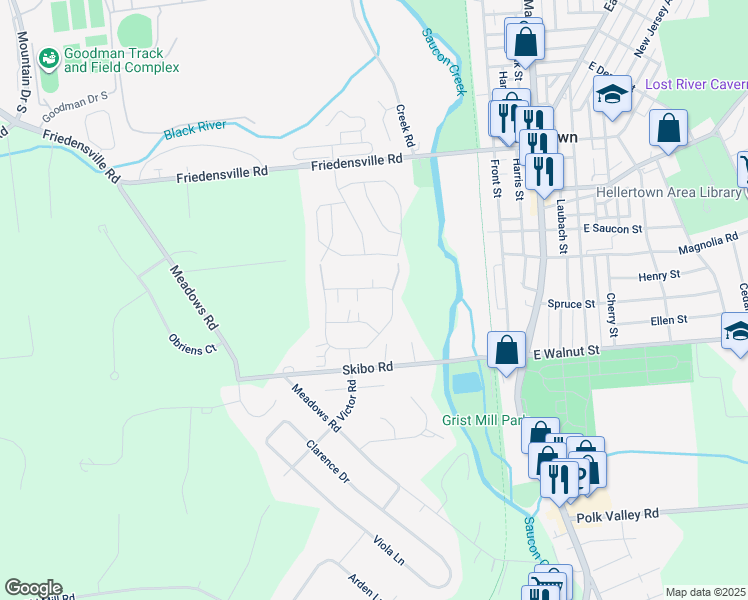 map of restaurants, bars, coffee shops, grocery stores, and more near 1892 Gregory Place in Hellertown