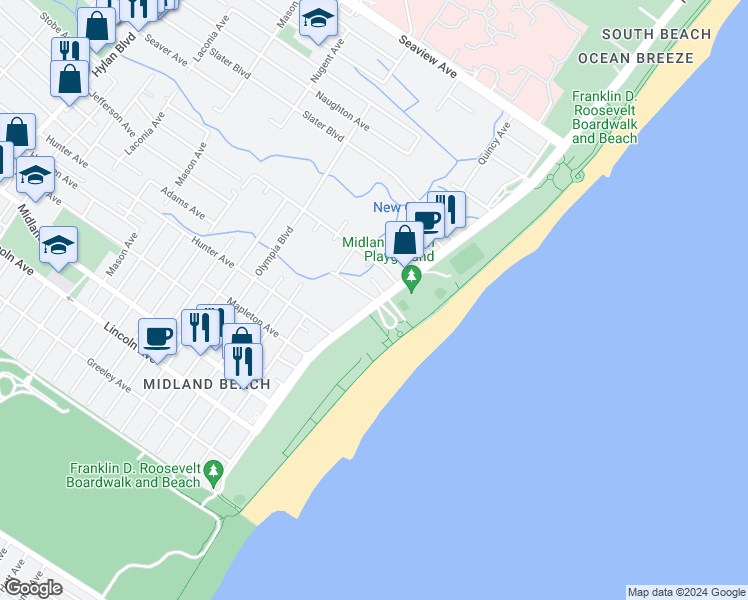 map of restaurants, bars, coffee shops, grocery stores, and more near 697 Jefferson Avenue in Staten Island