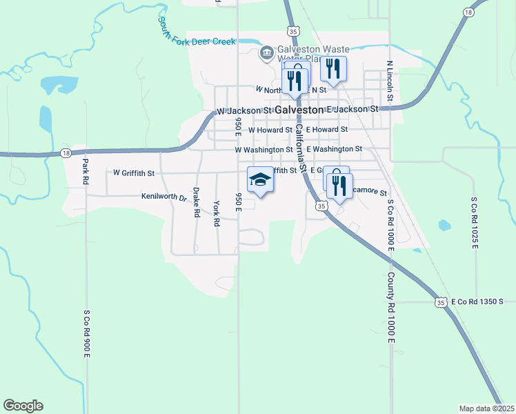 map of restaurants, bars, coffee shops, grocery stores, and more near 401 South Maple Street in Galveston