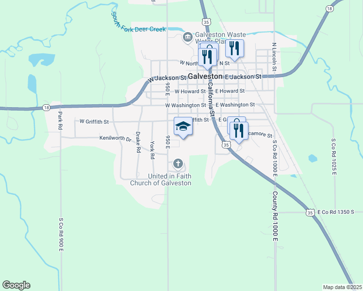 map of restaurants, bars, coffee shops, grocery stores, and more near 401 South Maple Street in Galveston