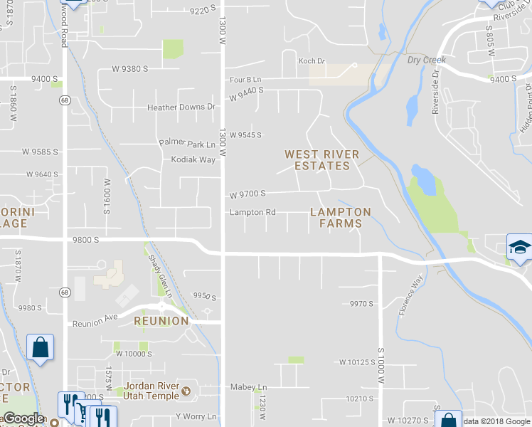 map of restaurants, bars, coffee shops, grocery stores, and more near 6398 Amberwood Circle in South Jordan