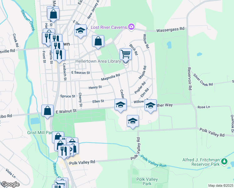 map of restaurants, bars, coffee shops, grocery stores, and more near 307 Tobias Drive in Hellertown