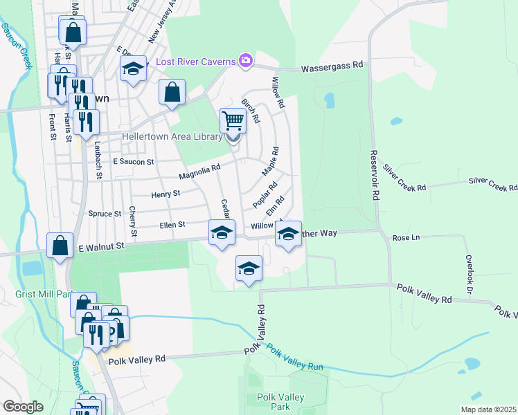 map of restaurants, bars, coffee shops, grocery stores, and more near 820 Poplar Road in Hellertown