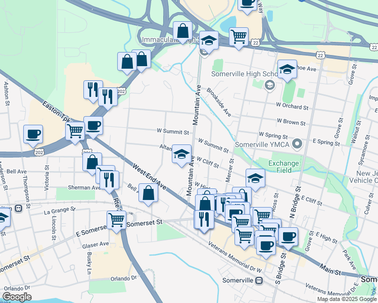 map of restaurants, bars, coffee shops, grocery stores, and more near 228 Altamont Place in Somerville
