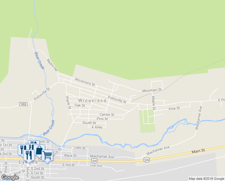 map of restaurants, bars, coffee shops, grocery stores, and more near 540 Wiconisco Street in Lykens