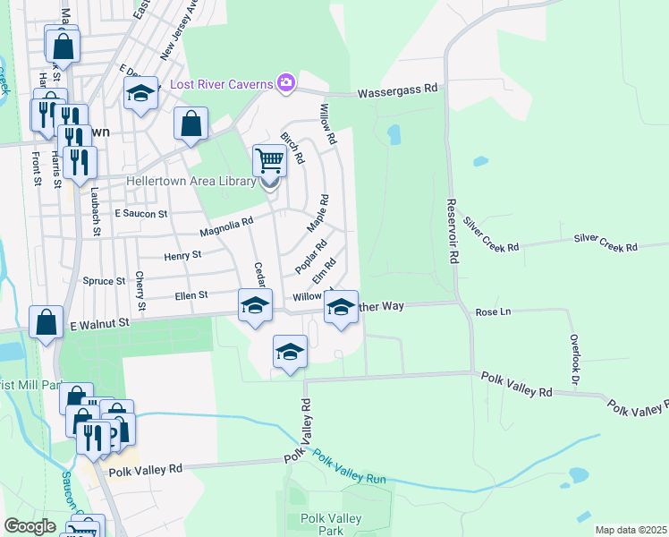 map of restaurants, bars, coffee shops, grocery stores, and more near 874 Elm Road in Hellertown