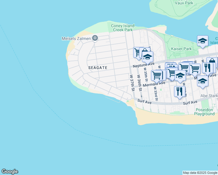 map of restaurants, bars, coffee shops, grocery stores, and more near 4028 Surf Avenue in Brooklyn