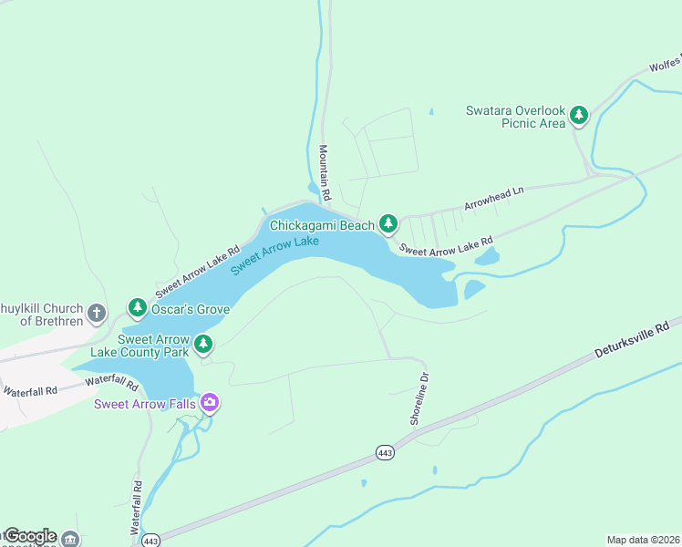 map of restaurants, bars, coffee shops, grocery stores, and more near 98 Shoreline Drive in Pine Grove