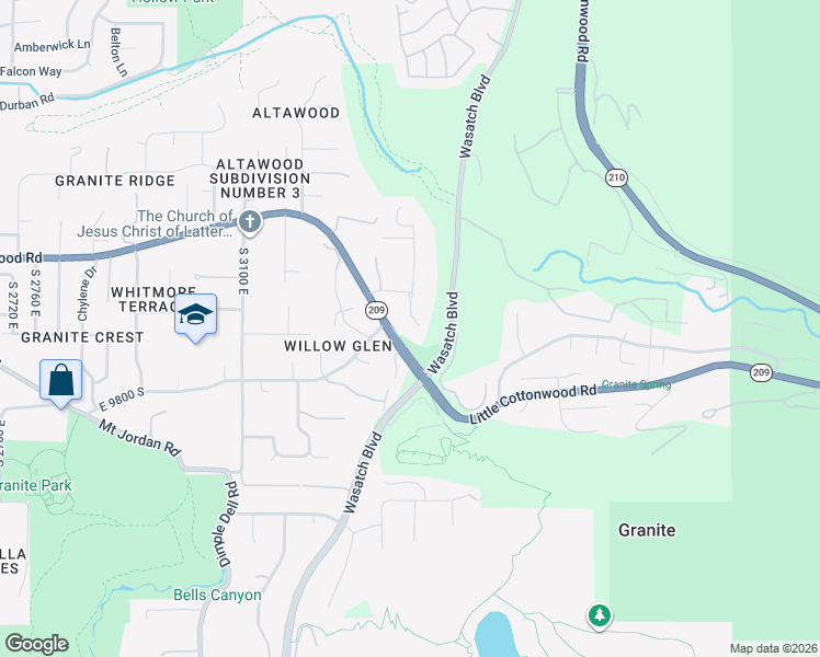 map of restaurants, bars, coffee shops, grocery stores, and more near 8722 Oakwood Lane in Sandy