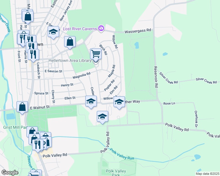 map of restaurants, bars, coffee shops, grocery stores, and more near 838 Poplar Road in Hellertown