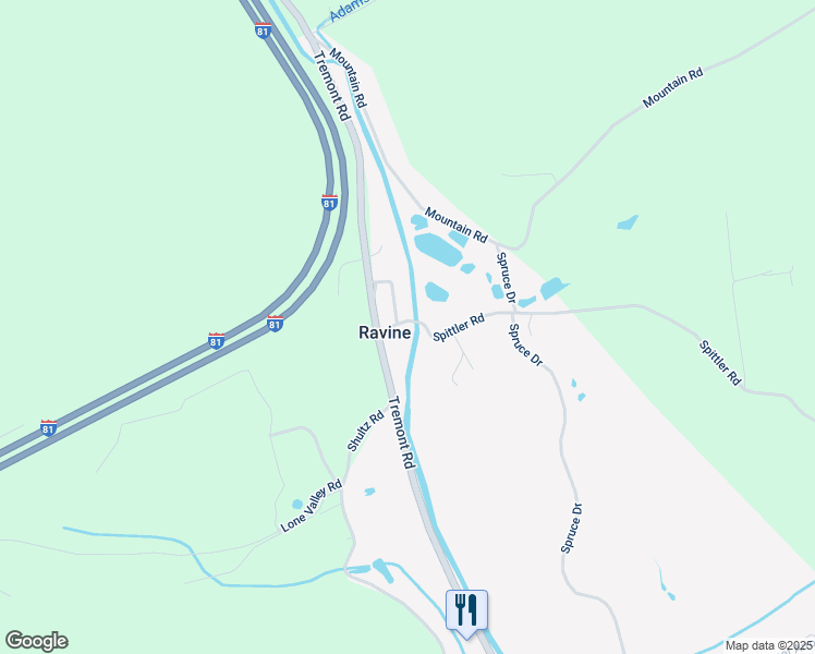 map of restaurants, bars, coffee shops, grocery stores, and more near 14 Spittler Road in Pine Grove