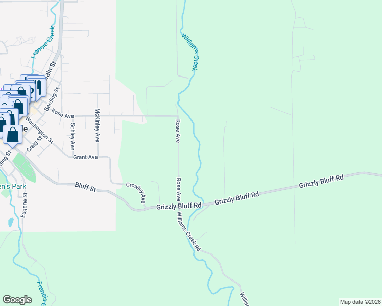 map of restaurants, bars, coffee shops, grocery stores, and more near 1535 Rose Avenue in Ferndale