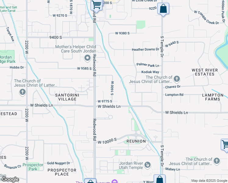 map of restaurants, bars, coffee shops, grocery stores, and more near 9717 South 1600 West in South Jordan