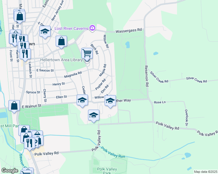 map of restaurants, bars, coffee shops, grocery stores, and more near 880 Elm Road in Hellertown