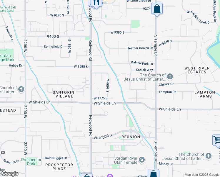 map of restaurants, bars, coffee shops, grocery stores, and more near 9717 South 1600 West in South Jordan