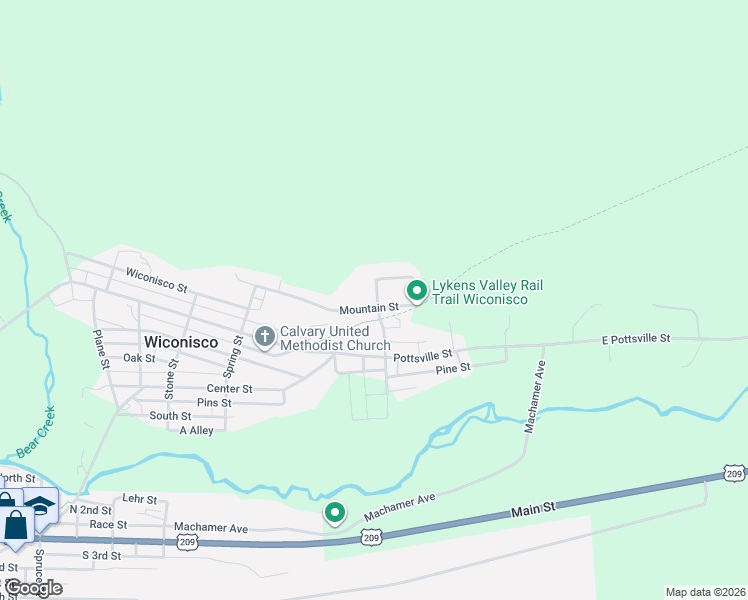 map of restaurants, bars, coffee shops, grocery stores, and more near 612 Mountain Street in Wiconisco