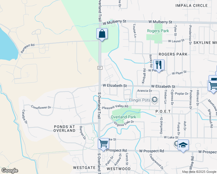 map of restaurants, bars, coffee shops, grocery stores, and more near 1000 Cuerto Lane in Fort Collins