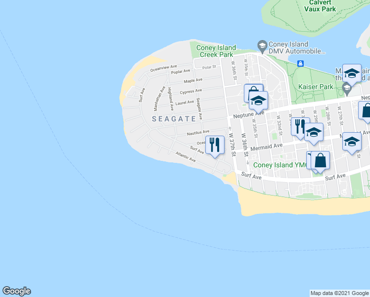 map of restaurants, bars, coffee shops, grocery stores, and more near 4028 Surf Avenue in Brooklyn