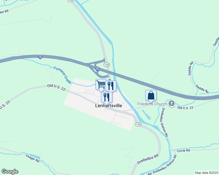 map of restaurants, bars, coffee shops, grocery stores, and more near 146 Willow Street in Lenhartsville