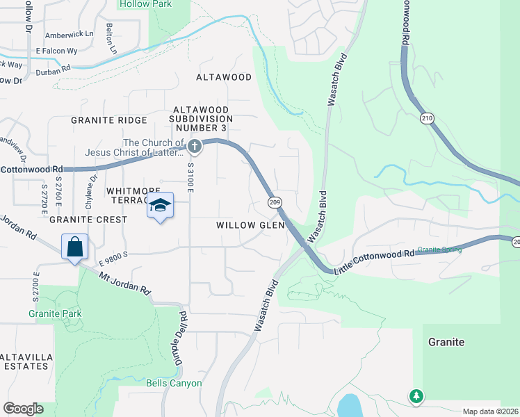 map of restaurants, bars, coffee shops, grocery stores, and more near 3290 Ruskin Court in Sandy