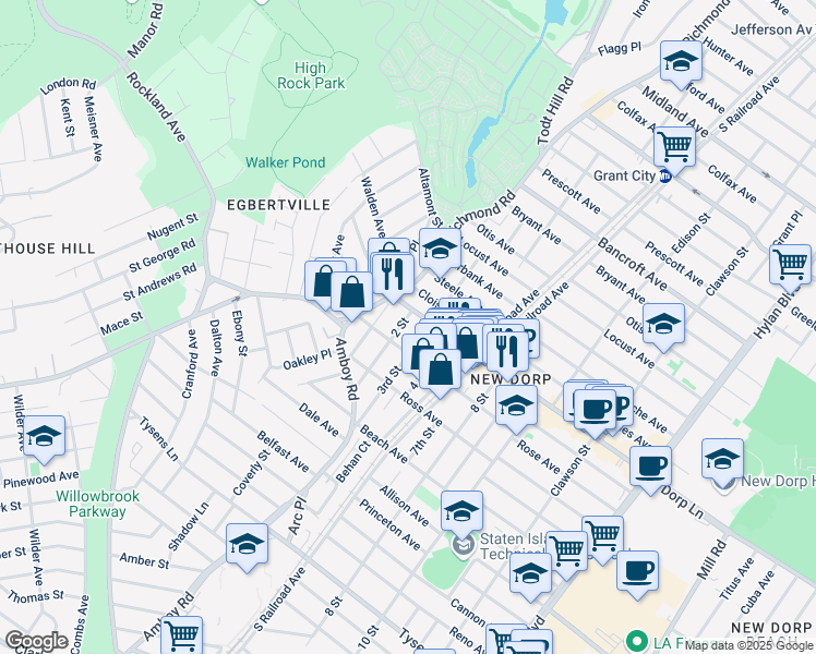 map of restaurants, bars, coffee shops, grocery stores, and more near 15 2 Street in Staten Island