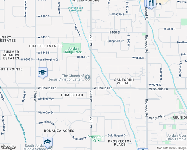 map of restaurants, bars, coffee shops, grocery stores, and more near 9689 2200 West in South Jordan