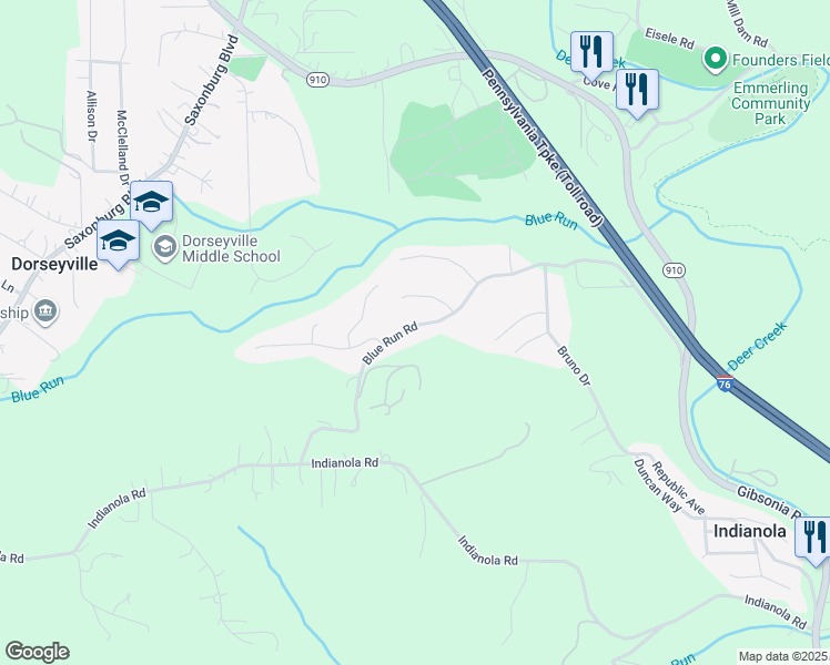 map of restaurants, bars, coffee shops, grocery stores, and more near 333 Blue Run Road in Cheswick