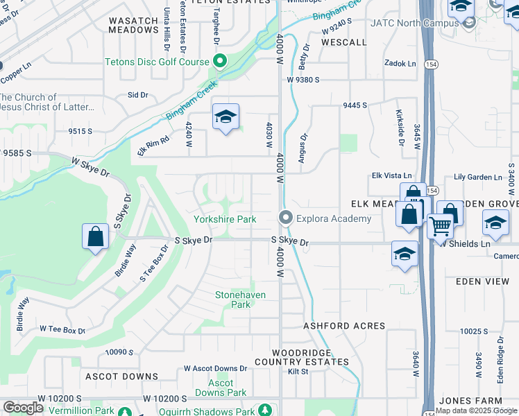 map of restaurants, bars, coffee shops, grocery stores, and more near 4052 Kirkwall Circle in South Jordan
