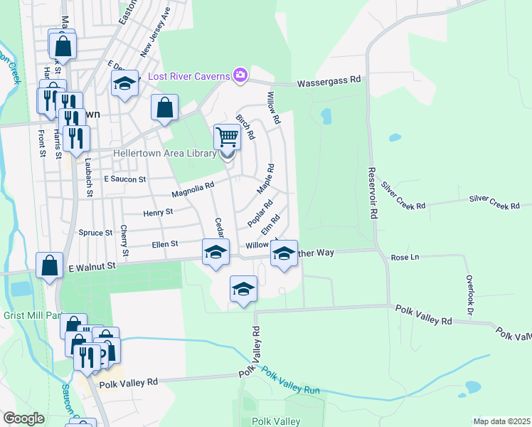 map of restaurants, bars, coffee shops, grocery stores, and more near 850 Poplar Road in Hellertown