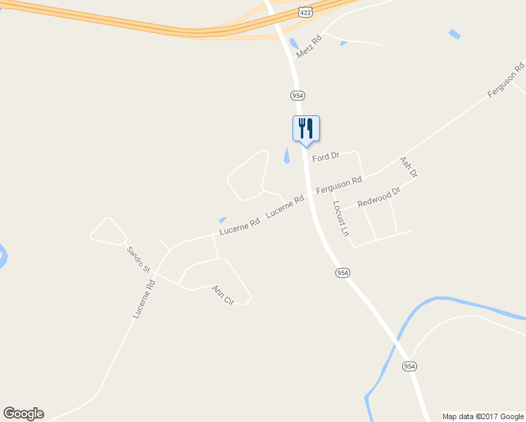 map of restaurants, bars, coffee shops, grocery stores, and more near 4857 Lucerne Road in Indiana