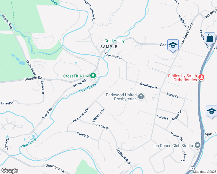 map of restaurants, bars, coffee shops, grocery stores, and more near 4261 Sample Court in Hampton Township