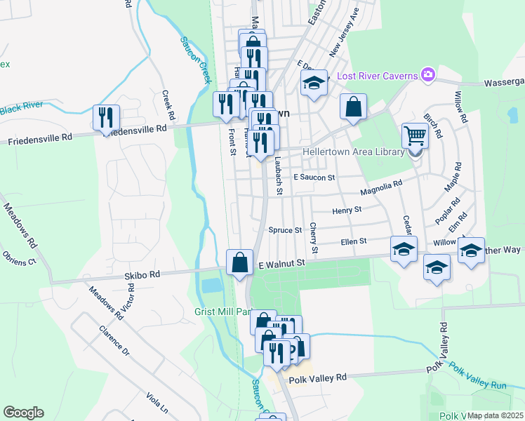 map of restaurants, bars, coffee shops, grocery stores, and more near 220 Pennsylvania 412 in Hellertown