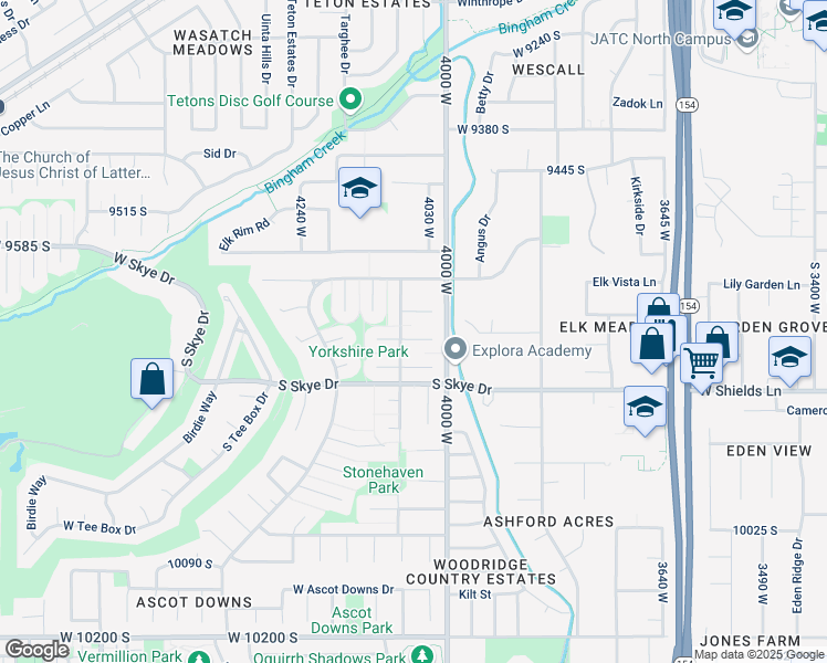 map of restaurants, bars, coffee shops, grocery stores, and more near 4028 Kirkwall Circle in South Jordan
